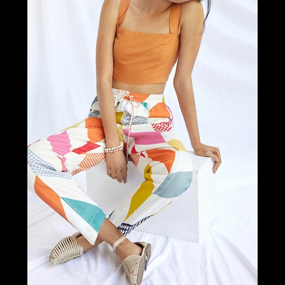 NWT- Anthropologie Forever That Girl Geo color blocked linen pants